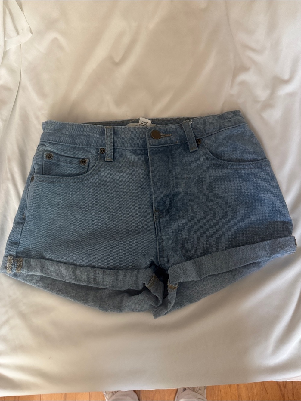 Forever 21 Light Wash Rolled Hem Denim Shorts
